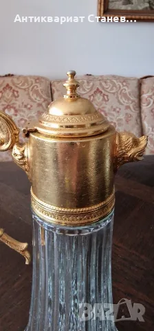 🍷👑 АРИСТОКРАТИЧНА СТАРА КАНА ЗА КЛАРЕТ С ФИГУРАЛЕН ЧУЧУР И ЗЛАТИСТ ОБКОВ 👑🍷, снимка 4 - Сервизи - 55337899