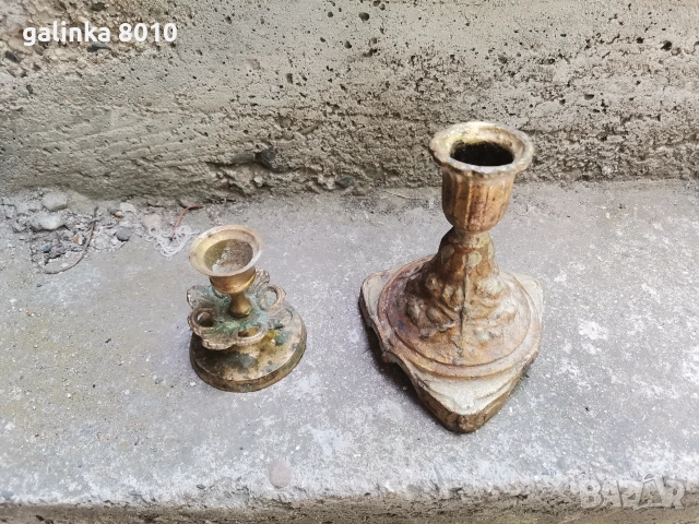 Бронзови свещничета, снимка 2 - Антикварни и старинни предмети - 55275619