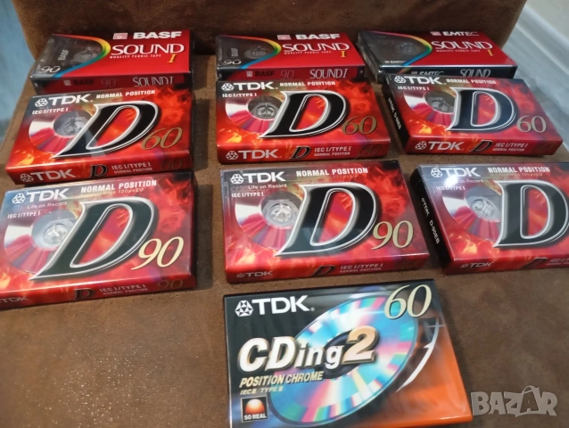 чисто нови аудио касети TDK CDing 2 60 TDK D60 D90 BASF Sound I 90 Emtec Sound I 90 OVP 