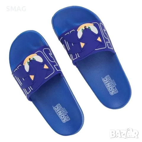 Детски сини джапанки тип slides с дизайн sonic за момчета_1248497, снимка 3 - Детски сандали и чехли - 55388861