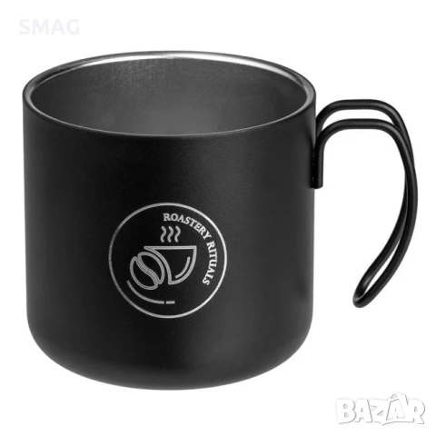 Метална чаша, черна, мат, с щампа "Roastery rituals", 350 мл_1236539, снимка 2 - Чаши - 54519028