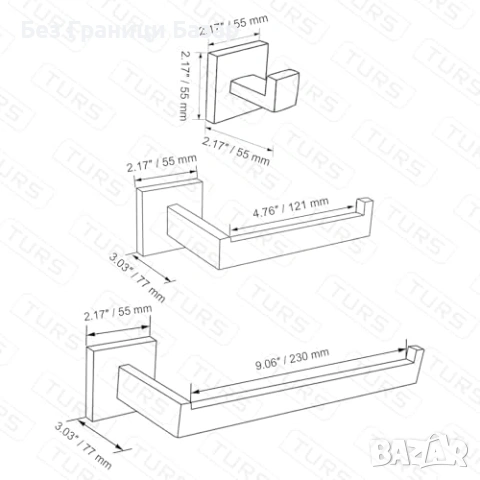 Нов Комплект аксесоари за баня 4 части неръждаема стомана 304 Поставка за хартия кърпа куки, снимка 2 - Други стоки за дома - 54207735