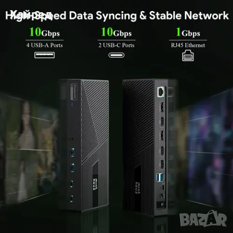 Докинг станция Minthouz DisplayLink за 3x4K/60HZ монитора 160W, 14 в 1, снимка 5 - Суичове - 55134202
