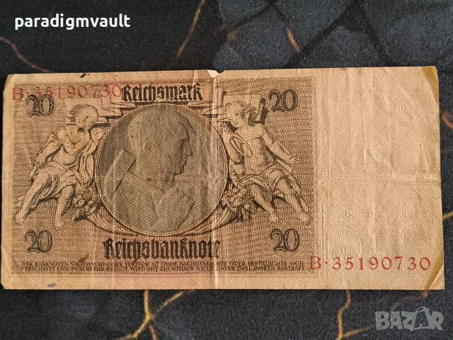 Райх банкнота - Германия - 20 марки | 1929г., снимка 2 - Нумизматика и бонистика - 55597523