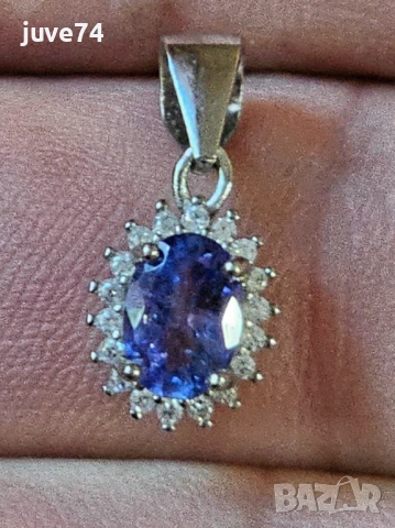 СРЕБЪРНА ВИСУЛКА С ТАНЗАНИТ (ТАНЗАНИЯ)