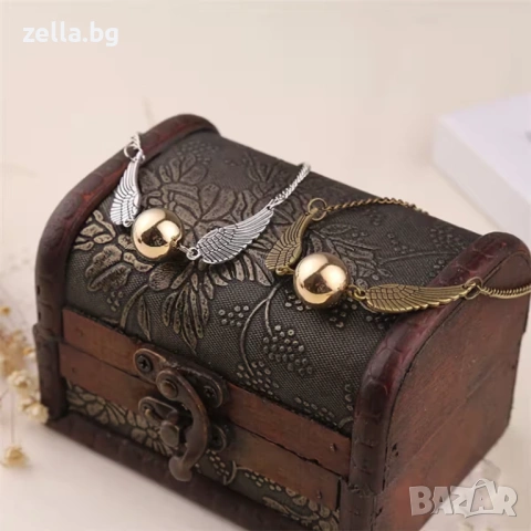 Гривна Harry Potter Golden Snitch & Deathly Hallows – Златиста/Сребриста, Метална сплав, 23 см 10122, снимка 9 - Гривни - 54658626