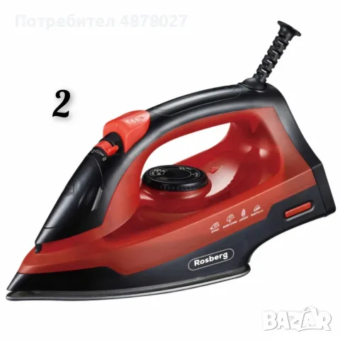 Ютия Rosberg, 2200W, 160мл., Керамична плоча 2 ГОДИНИ ГАРАНЦИЯ, снимка 2 - Ютии - 55579116