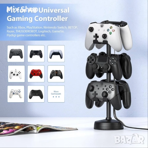Нов 3-слоен държач за контролер за 6 PS5 PS4 Switch Pro XBOX One, държач за слушалки, снимка 4 - Друга електроника - 54217296