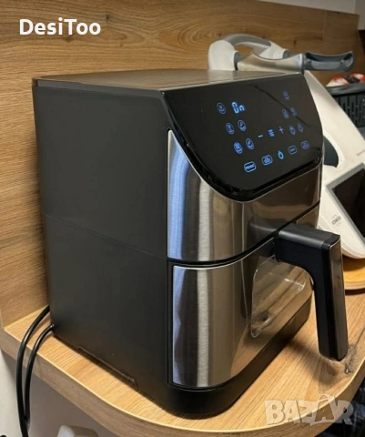 Фритюрник с горещ въздух 8L 1800W с 11 програми, LCD дисплей, таймер и прозорец за наблюдение, снимка 2 - Фритюрници - 54790926