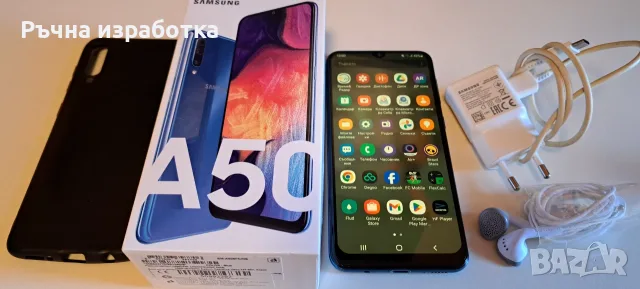 samsung SM-A505FN/DS a50 blue слушалки кутия зарядно usb кабел телефон смартфон, снимка 7 - Samsung - 55486474