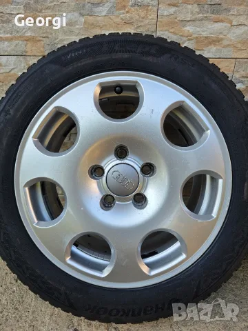 Продавам ОРИГИНАЛНИ джанти+гуми 16 ' цола 5x112 AUDI A4,a6 7,J ET45 централен отвор 57,1, снимка 4 - Гуми и джанти - 55468122