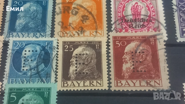 Марки Бавария 1911-1923, снимка 5 - Филателия - 55104393