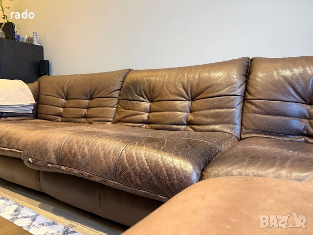 Модулен диван и табуретка Natuzzi Editions Intrigo - Естествена кожа, снимка 3 - Дивани и мека мебел - 54455153