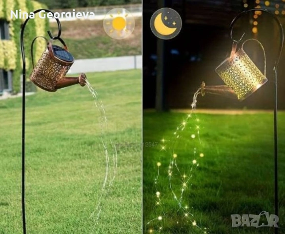 Декоративна соларна лампа със светлинни спринклери - ефект „водопад“, 60 LED, топла бяла светлина, снимка 3 - Градински мебели, декорация  - 54718200