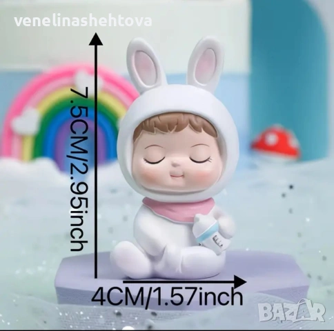 Бебе зайче момче момиче фигурки от смола декорация бебешко парти декорация торта , снимка 2 - Други - 54085888