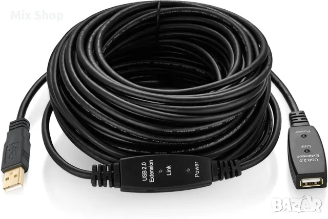 Нов Активен USB 2.0 удължителен кабел (репитер) с конектори тип „мъжки-женски“, вграден чипсет 