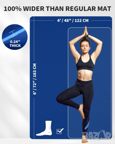 Голяма спортна постелка 183 x 122 см,  за йога , фитнес , пилатес, снимка 8 - Йога - 54215939