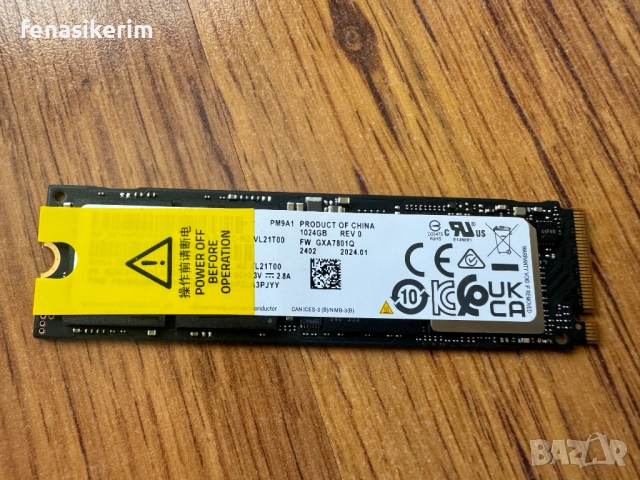  ЧИСТО НОВО Samsung PM9A1 1000GB 1TB SSD NVMe 2280 Gen 4 x4 PCIe 7000MB/s