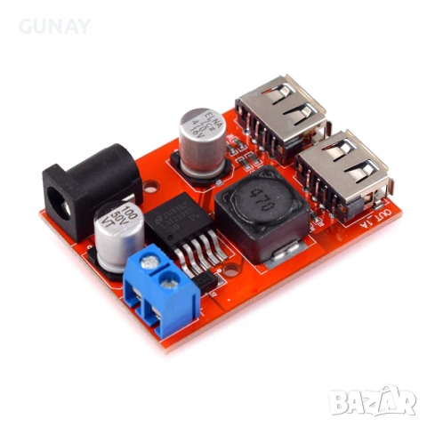 LM2596 Dual USB DC-DC 6-40V (9V 12V 24V 36V) към 5V 3A Step Down Buck Конвертор Модул Зарядно, снимка 2 - Друга електроника - 54956580