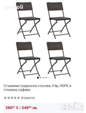 Комплект 6 Сгъваеми Градински Стола чисто нови от Германия черни , снимка 14 - Градински мебели, декорация  - 55558554