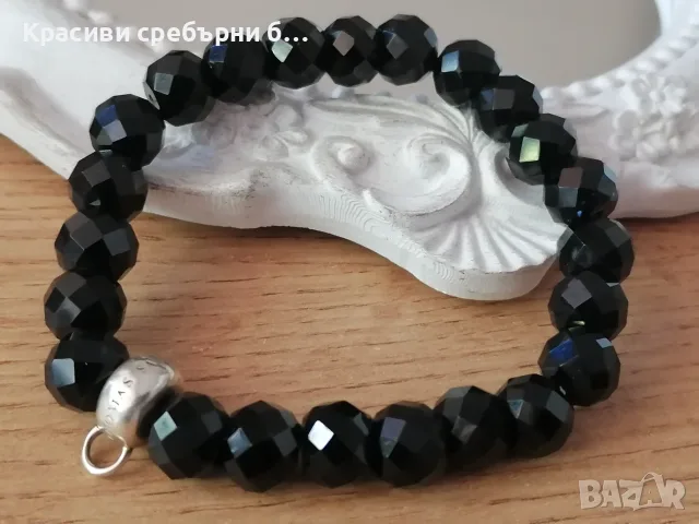 Thomas Sabo оригинална гривна сребро и обсидан, снимка 2 - Гривни - 55445815