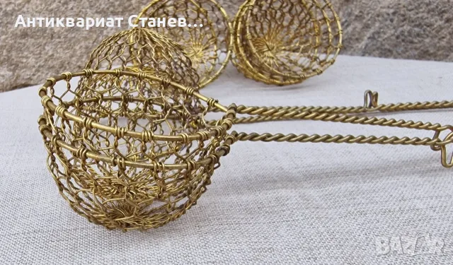 Ръчно плетени месингови цедки за яйца , снимка 3 - Аксесоари за кухня - 55532783
