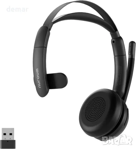 Nuroum безжична Bluetooth слушалка със ENC шумопотискане и микрофон USB-A/Type-C за офис и разговори
