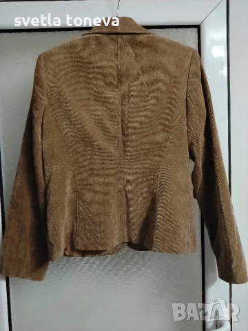 Тъмно бежаво сако кадифе BG46, снимка 2 - Сака - 54165835
