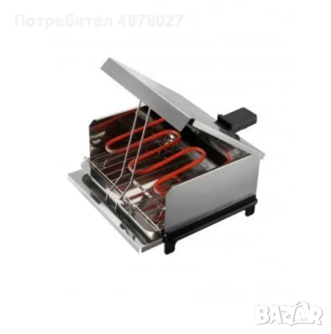 Парти грил Rosberg 800W, Демонтиращи се дръжка и бр. 1 скара, Тавичка за мазнина, Инокс, 2 ГОДИНИ ГА, снимка 2 - Скари - 55499757