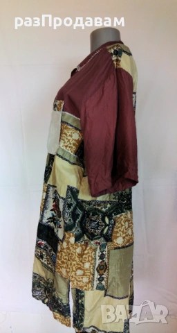 Копринена Риза с Азиатски орнаменти- 100% silk - Diana Marco, снимка 2 - Ризи - 54799581