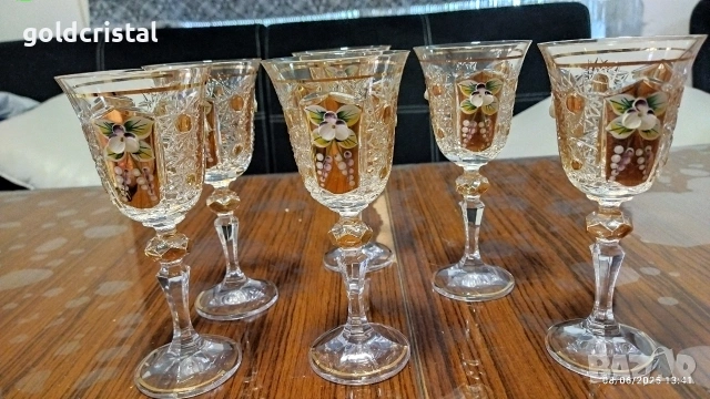 позлатени кристални чаши Бохемия Чехословакия 