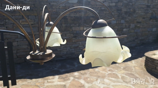 Старинни месингови  (бронзови) полилеи, абажури, снимка 6 - Антикварни и старинни предмети - 54320340