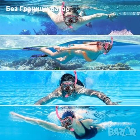 Нов Комплект за шнорхелинг с маска и сух шнорхел 180° панорама за море, снимка 5 - Водни спортове - 53970107