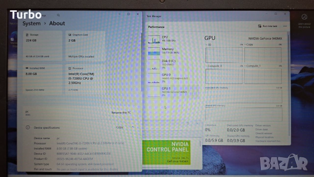 15.6' FullHD Lenovo 320 Core i5-7200U/NVIDIA GeForce 940MX 2GB/8GB/256GB SSD/Бат.4ч, снимка 6 - Лаптопи за работа - 54059774