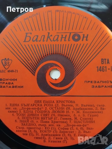 Плоча Паша Христова , снимка 3 - Грамофонни плочи - 53898847