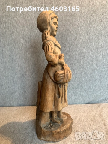 стара дървена фигура статуетка , снимка 2 - Статуетки - 54400061