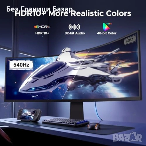 Нов UGREEN DisplayPort кабел 16K 80Gbps 90 L-образен конектор FreeSync G-Sync HDR за гейминг монитор, снимка 5 - Друга електроника - 55140683
