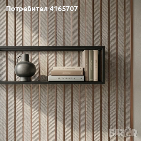 Дизайнерски 3D панел със сребриста текстура и меден кант - 16 см х 2.8 м