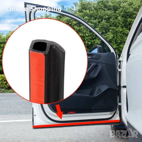 Уплътнителна лента за врата, капак или багажник на кола, защита от вятър, 2 метра