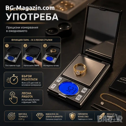 Мини електронна везна 0.01 кантар за храна злато бижута лекарства подправки добавки джобна прецизна, снимка 7 - Везни - 50929666