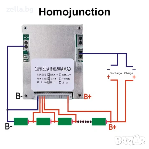 BMS 16S 60V 30A Li-ion с балансиране и термична защита за електрически скутери и велосипеди 10375, снимка 3 - Друга електроника - 54685129
