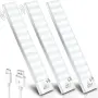 Комплект 3 броя LED USB лампи за гардероб със сензор за движение и магнитно закрепване, снимка 1