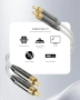 Нови Hi-Fi RCA аудио кабел 1.8 м 2 броя за усилвател саундбар субуфер сребърно ядро 24K позлата, снимка 6