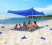 3x3м Плажна тента/ шатра за 8 човека, UPF 50+, 8 торби за пясък, Индиго, Rhino Valley, снимка 1
