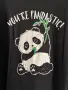 2.5 евро дамска черна тениска 100% памук с щампа панда и надпис you are pandastic 🖤, снимка 2