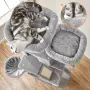 Драскалка за котки Light Gray 206 см – XXL катерушка с 2 къщички, хамак и площадки, снимка 4