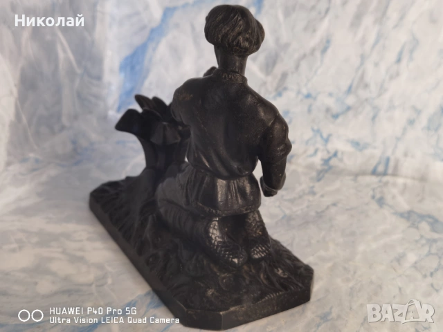 Стара Съветска Фигура Лят Чугун Касли Каменно Цвете, снимка 7 - Антикварни и старинни предмети - 54387893