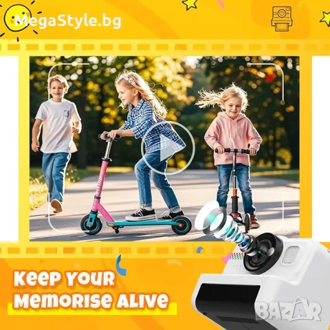 Детска камера за моментен печат  HiMont,1080P HD с 3 ролки хартия и 32GB карта, снимка 4 - Фотоапарати - 55403833