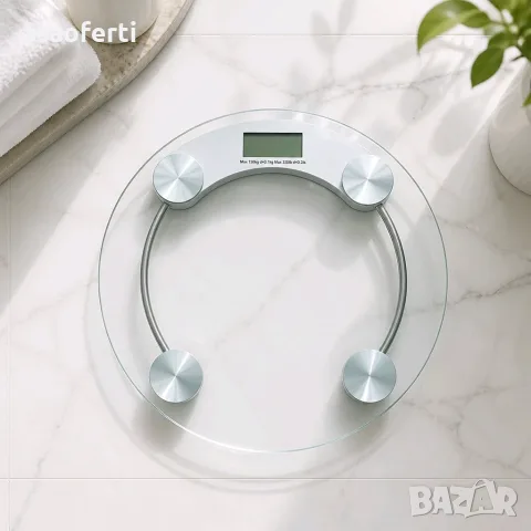Кръгъл електронен стъклен кантар за телесно тегло (Personal Scale), снимка 3 - Други стоки за дома - 55422994