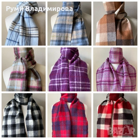 Мъжки, кариран шал от 100 % кашмир/ вълна